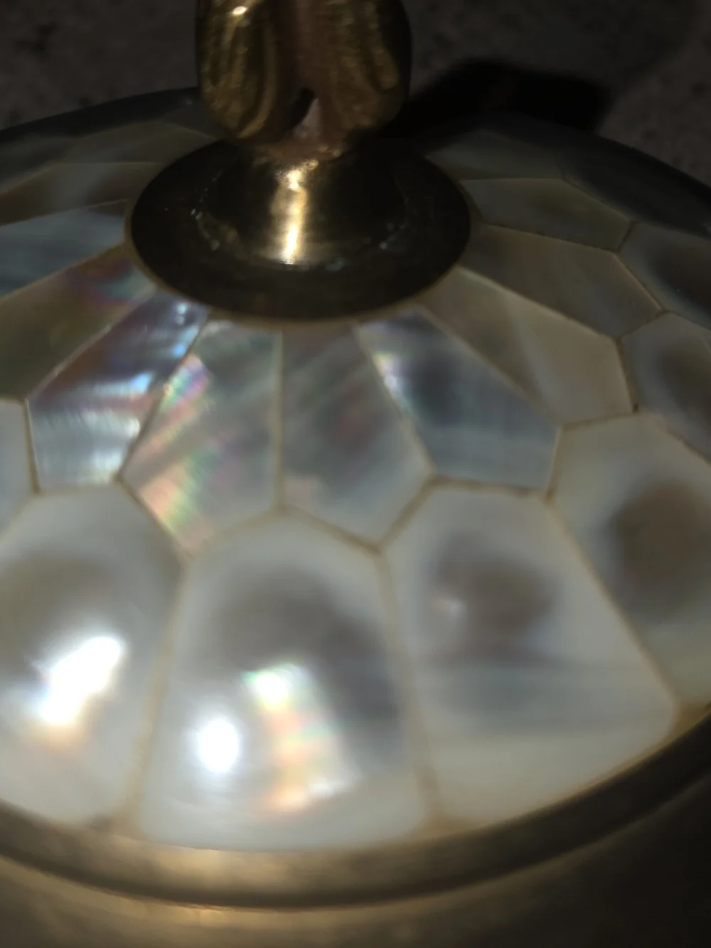 Vintage Brass Footed Trinket Box with Mother-of-Pearl Lid